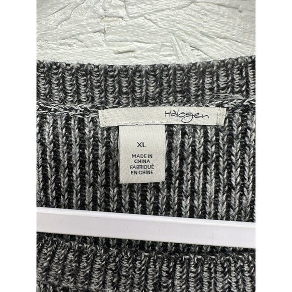 Halogen Womens Long‎ Sweater Size XL Long Sleeve Black Gray Cashmere Viscose - Picture 3 of 7